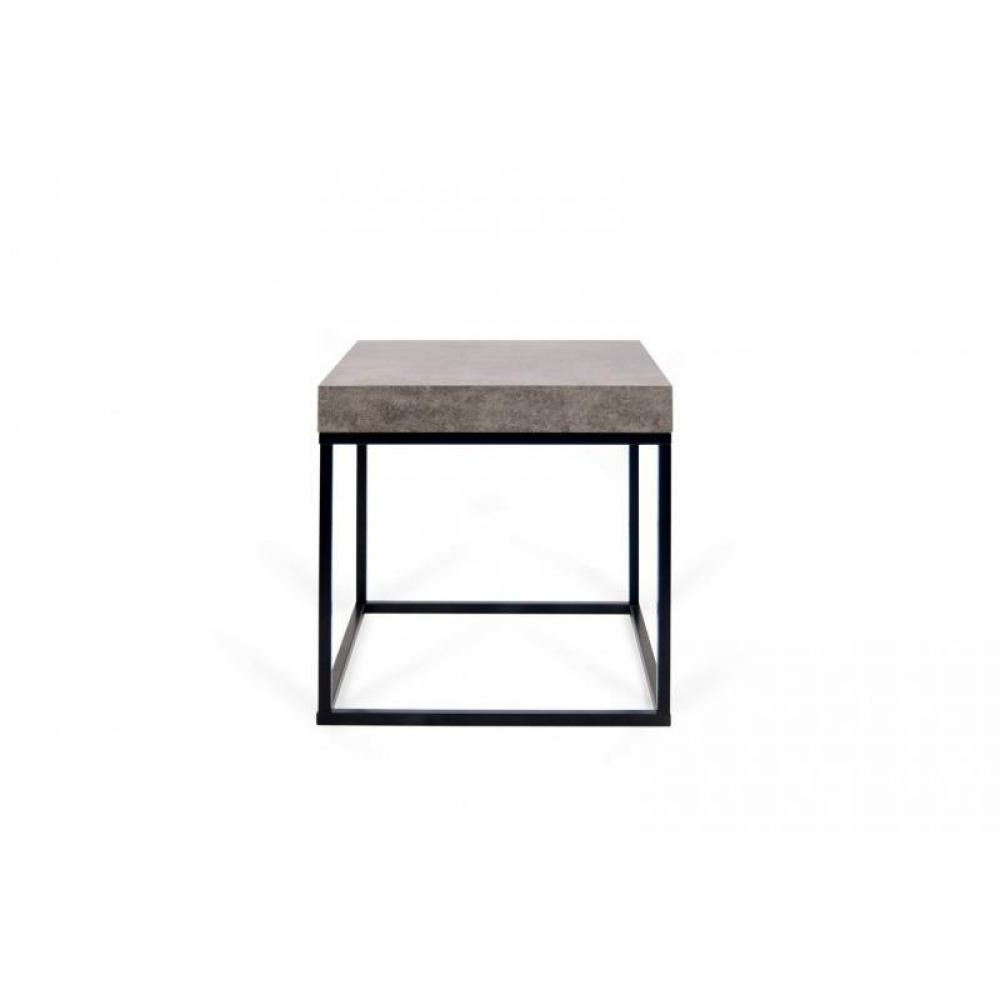 PETRA table basse guéridon aspect béton avec piétement métal