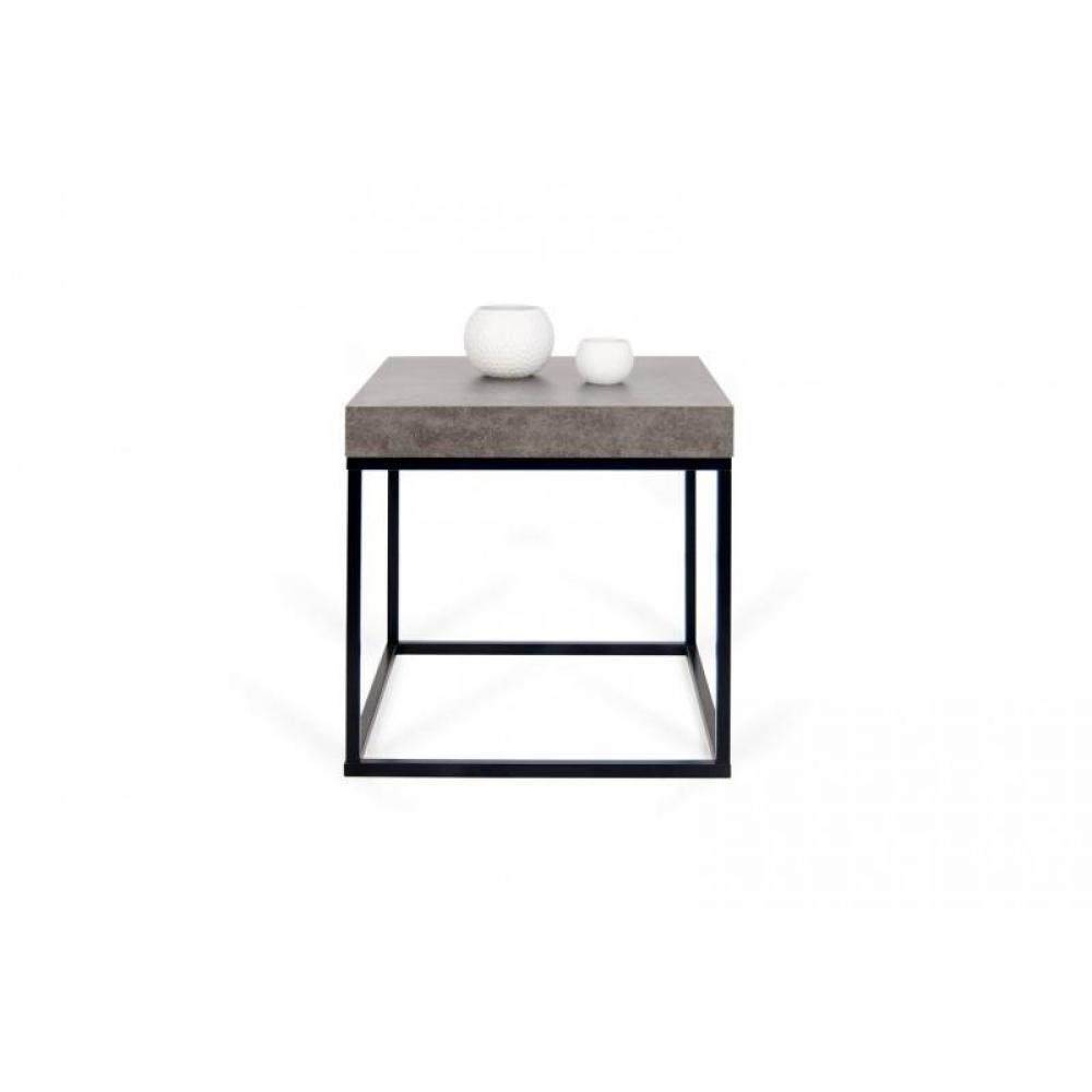 PETRA table basse guéridon aspect béton avec piétement métal