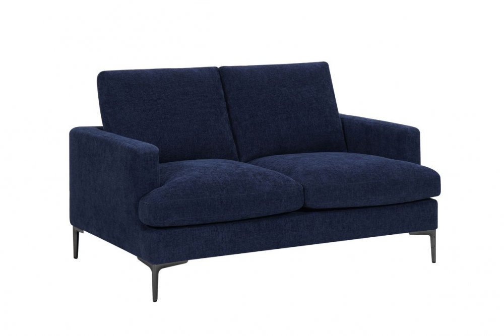 Ensemble canapé droit 3+2 places LANA tissu bleu pieds métal