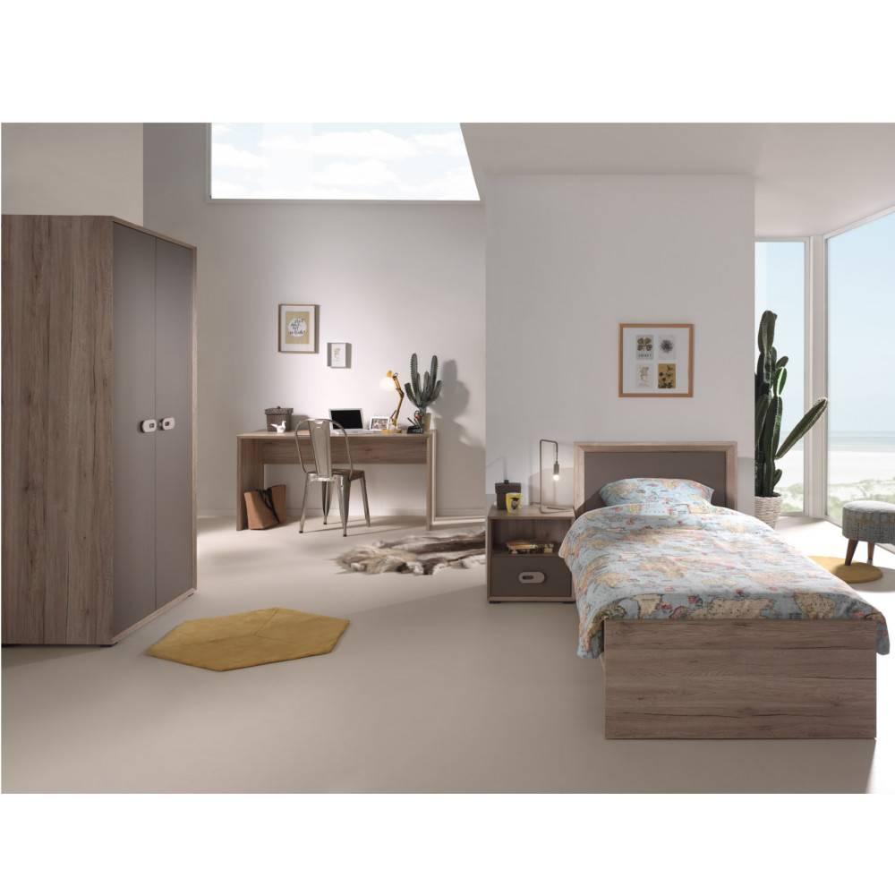 Ensemble chambre enfant AMAURY chêne/marron 4 éléments couchage 90 x 200cm