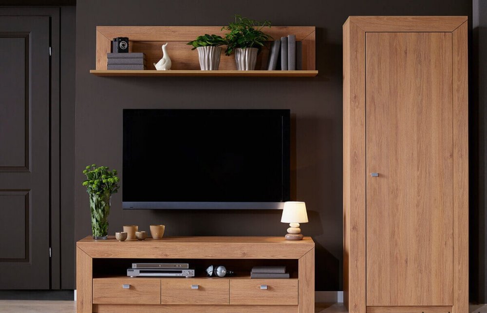 Etagère murale CALVI décor chêne naturel 150 x 27 cm