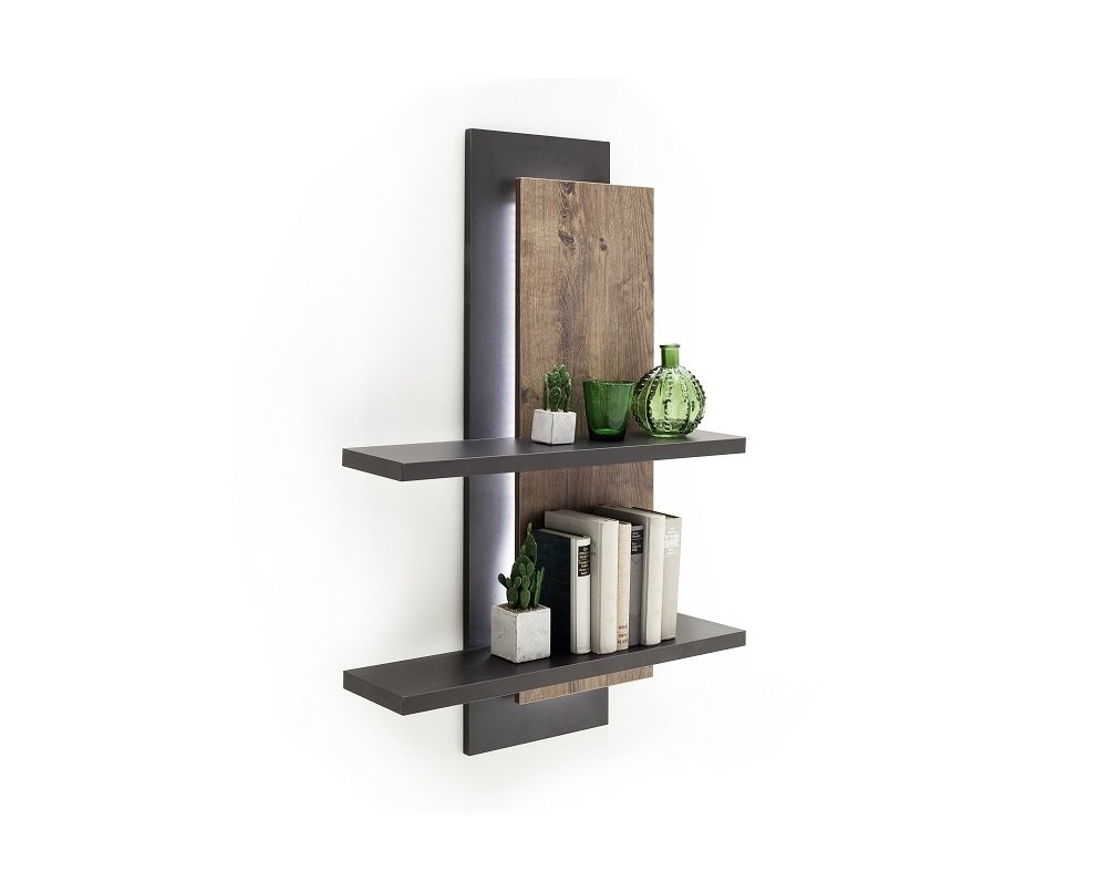 Etagère murale HALTON avec LED décor chêne gris cosmos 