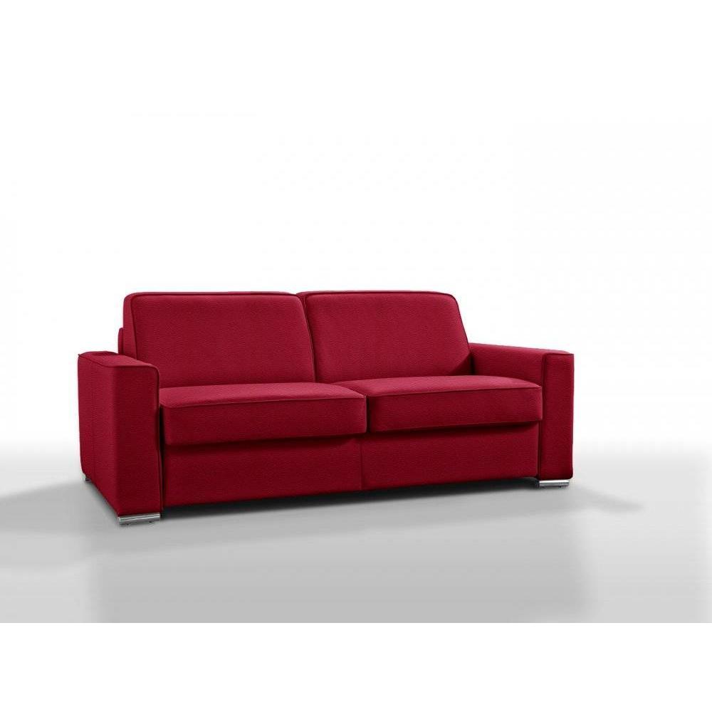 Canapé convertible EXPRESS PREMIUM 120 cm tissu enduit rouge sommier lattes matelas BULTEX