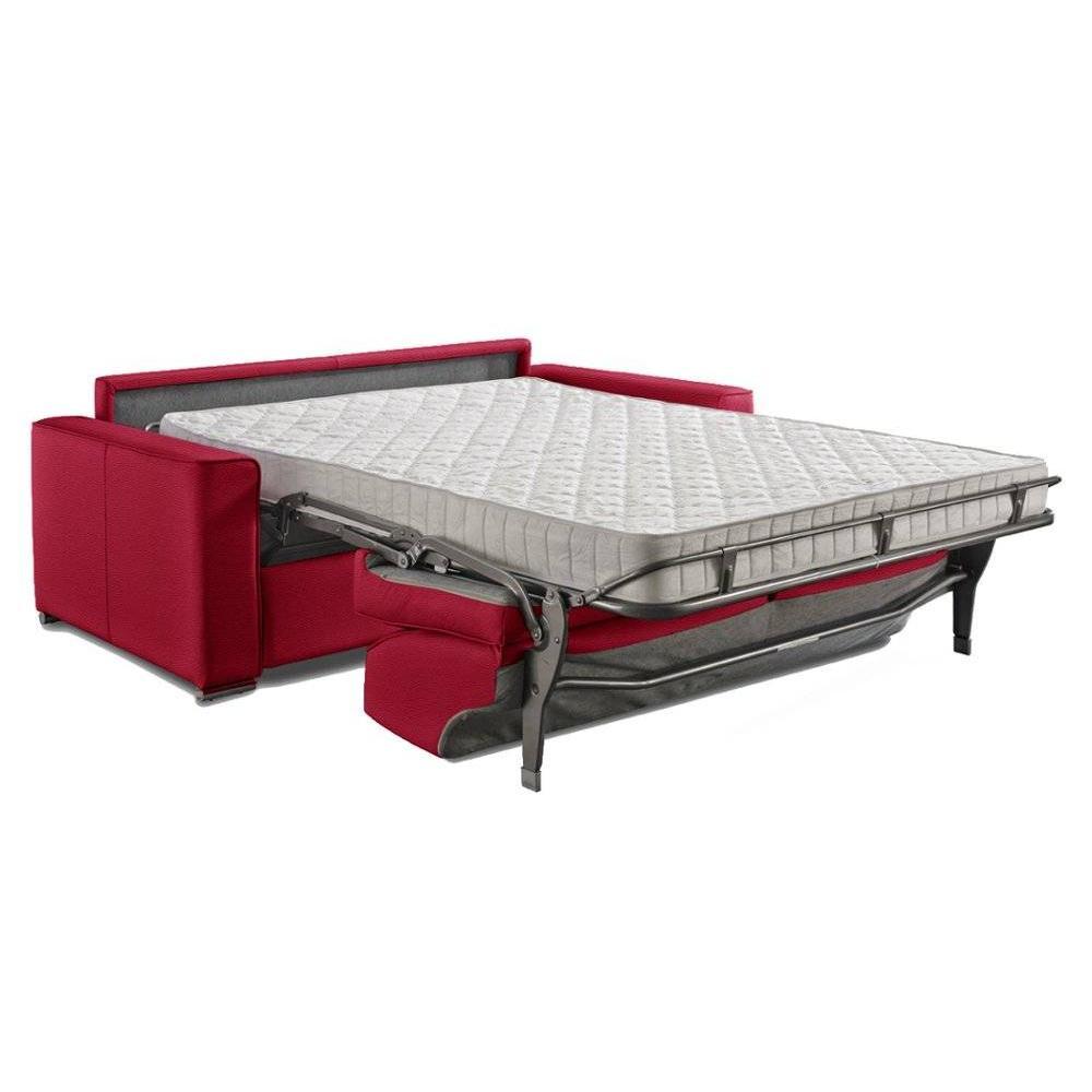 Canapé convertible EXPRESS PREMIUM 120 cm tissu enduit rouge sommier lattes matelas BULTEX