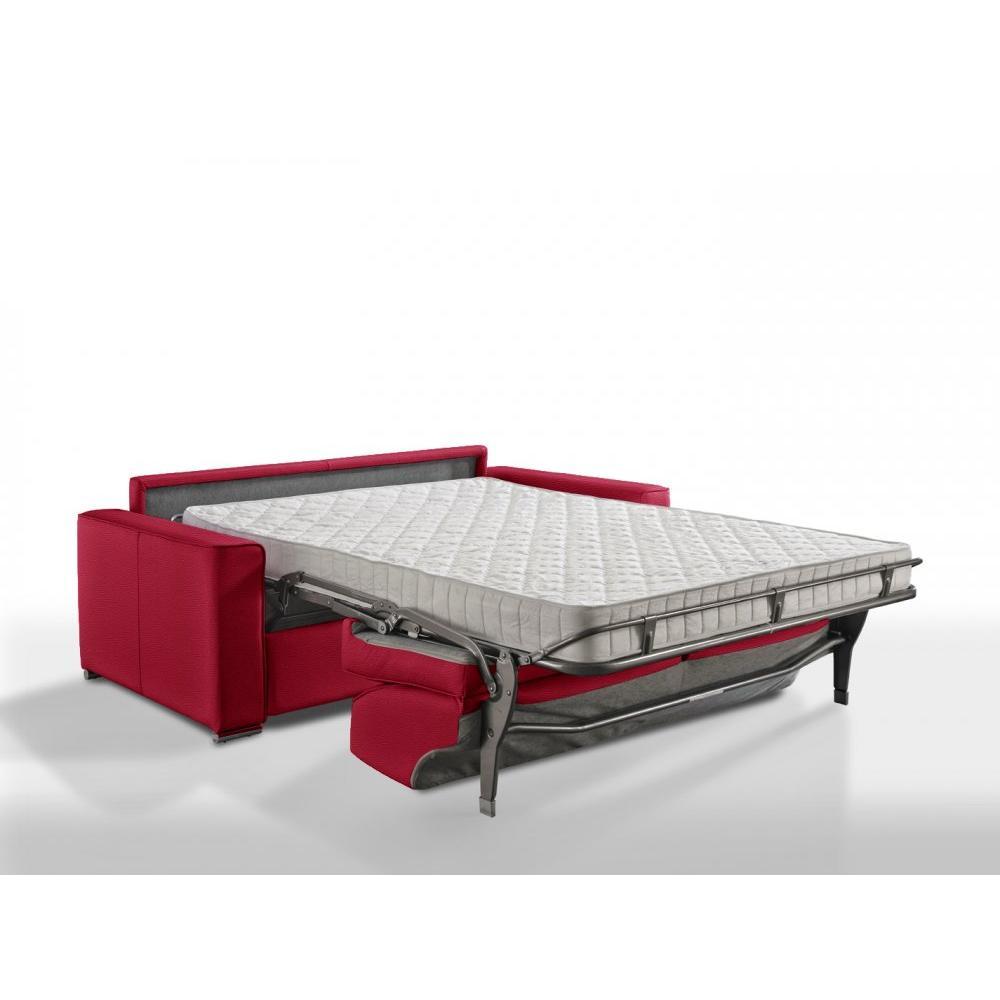 Canapé convertible EXPRESS PREMIUM 120 cm tissu enduit rouge sommier lattes matelas BULTEX