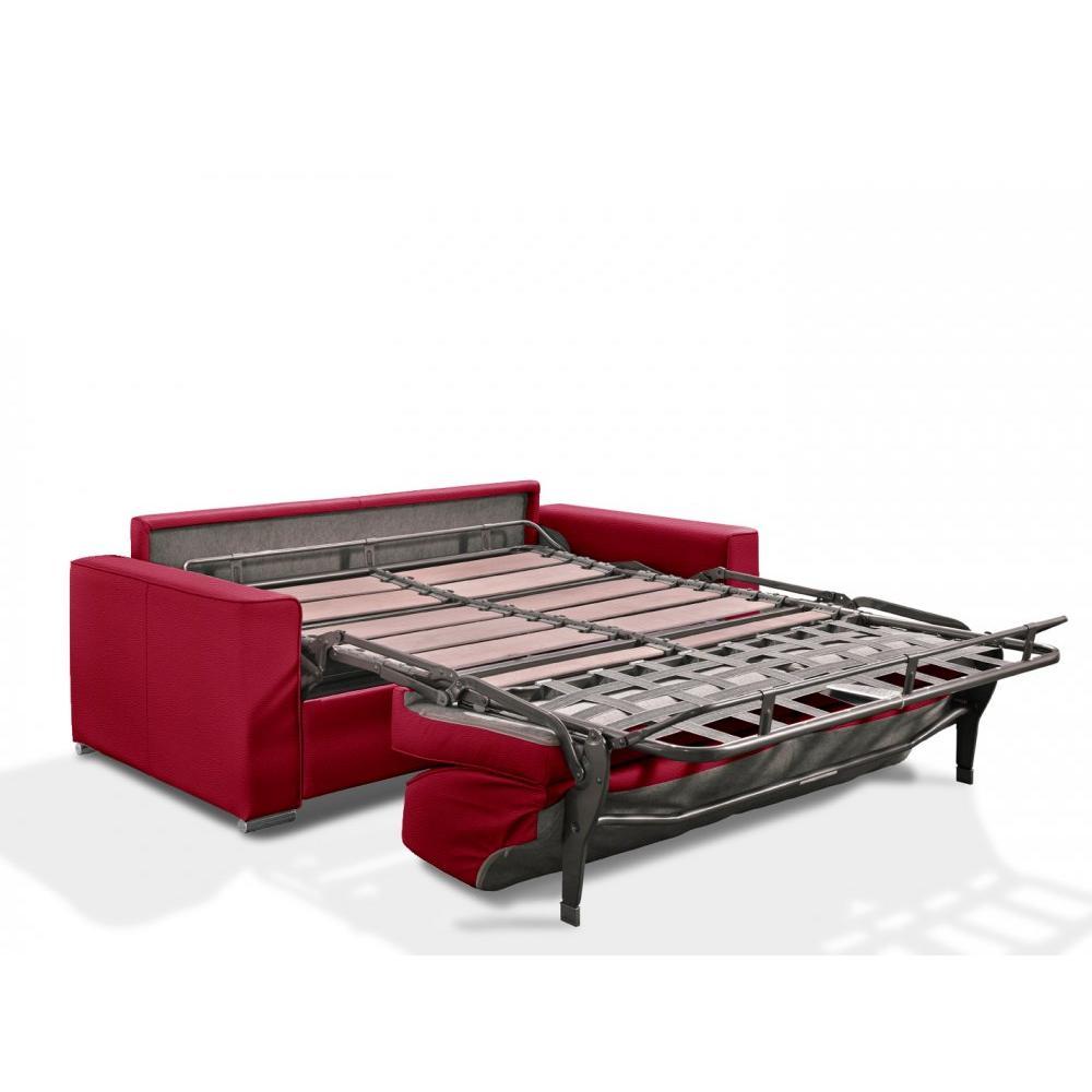 Canapé convertible EXPRESS PREMIUM 120 cm tissu enduit rouge sommier lattes matelas BULTEX