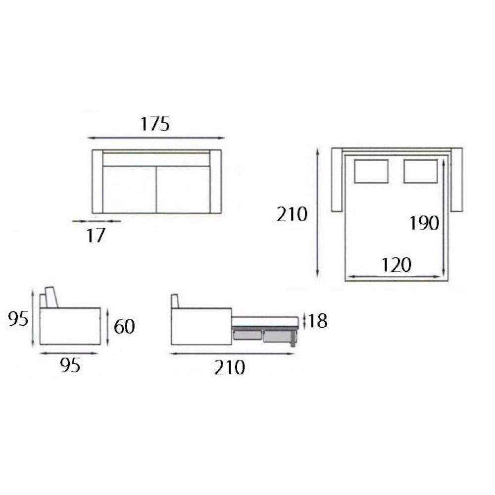 Canapé convertible EXPRESS PREMIUM 120 cm tissu enduit rouge sommier lattes matelas BULTEX