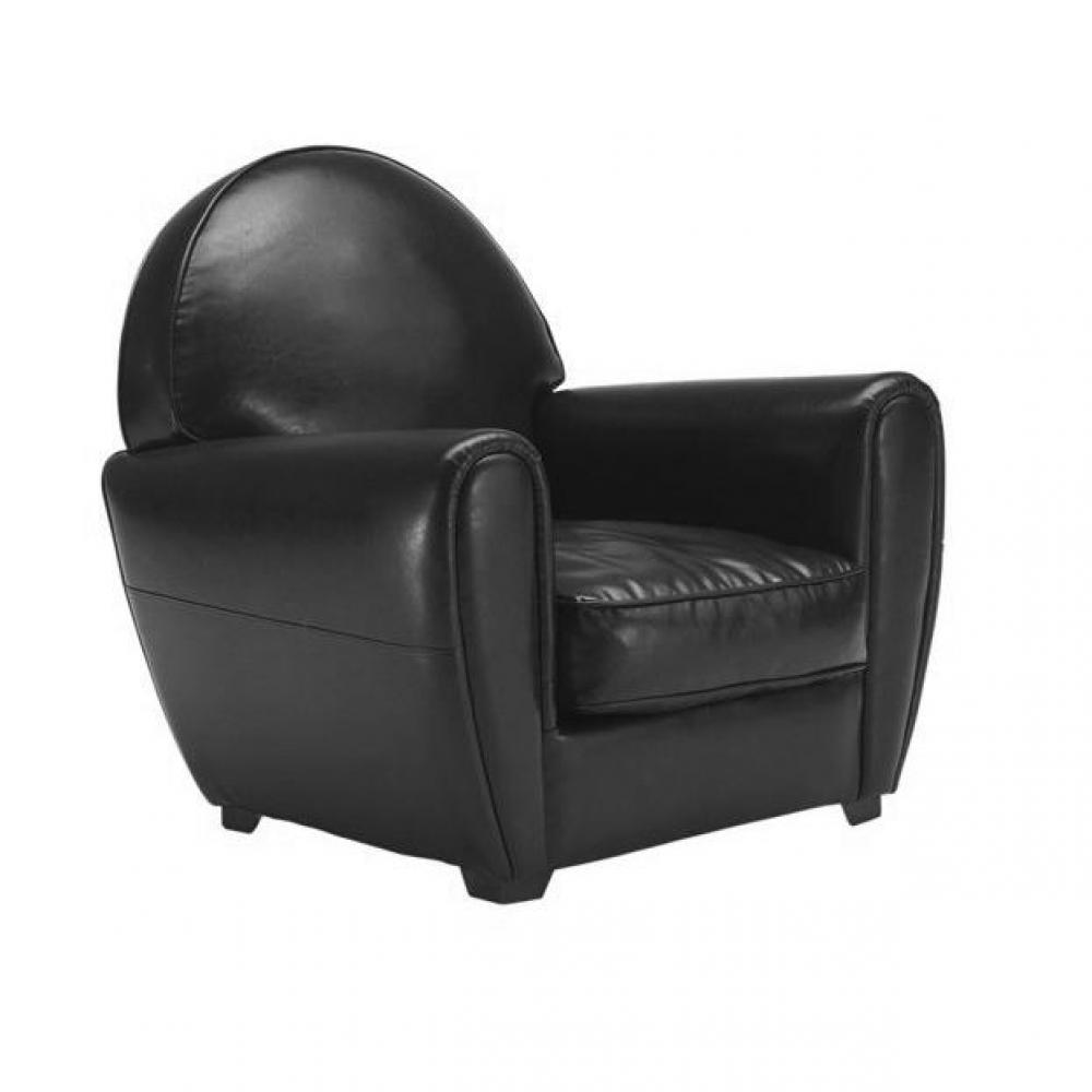 Fauteuil Design Club Intemporel En Cuir Bycast Noir 
