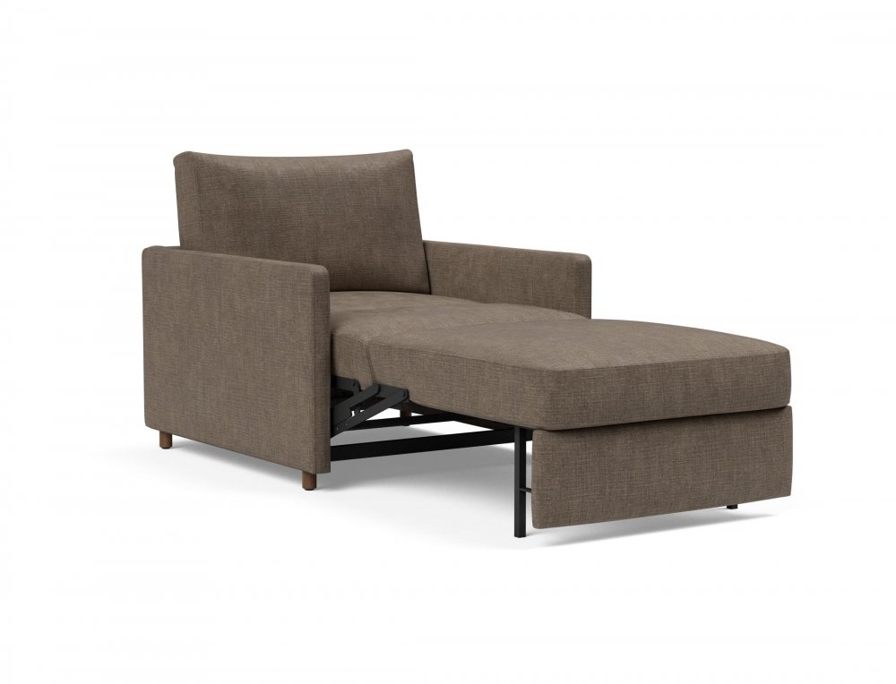 INNOVATION LIVING  Fauteuil NEAH SLIM convertible 80x195 tissu Esina Cedar Brown