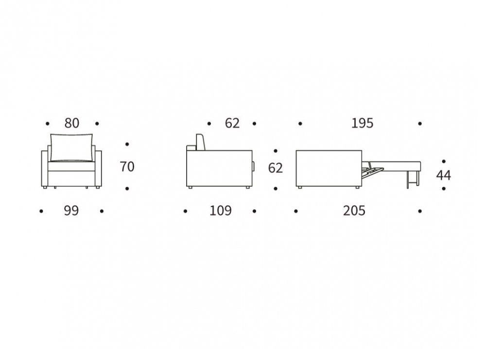 INNOVATION LIVING  Fauteuil NEAH SLIM convertible 80x195 tissu Mixed Dance Grey
