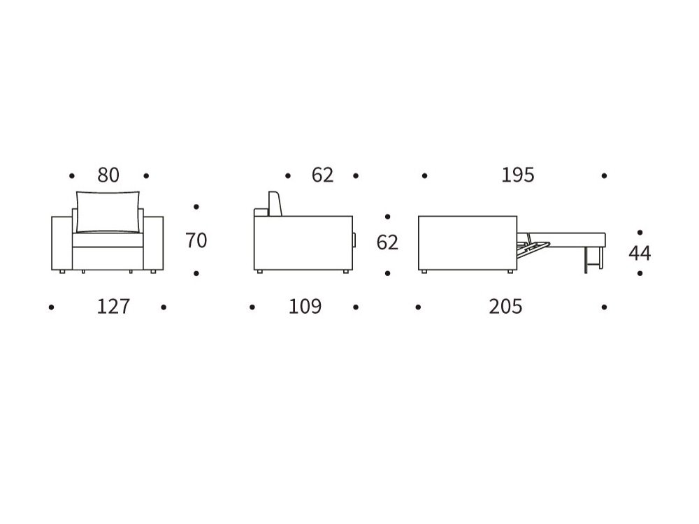 INNOVATION LIVING  Fauteuil NEAH STANDARD  convertible 80x195 tissu Mixed Dance Light Blue