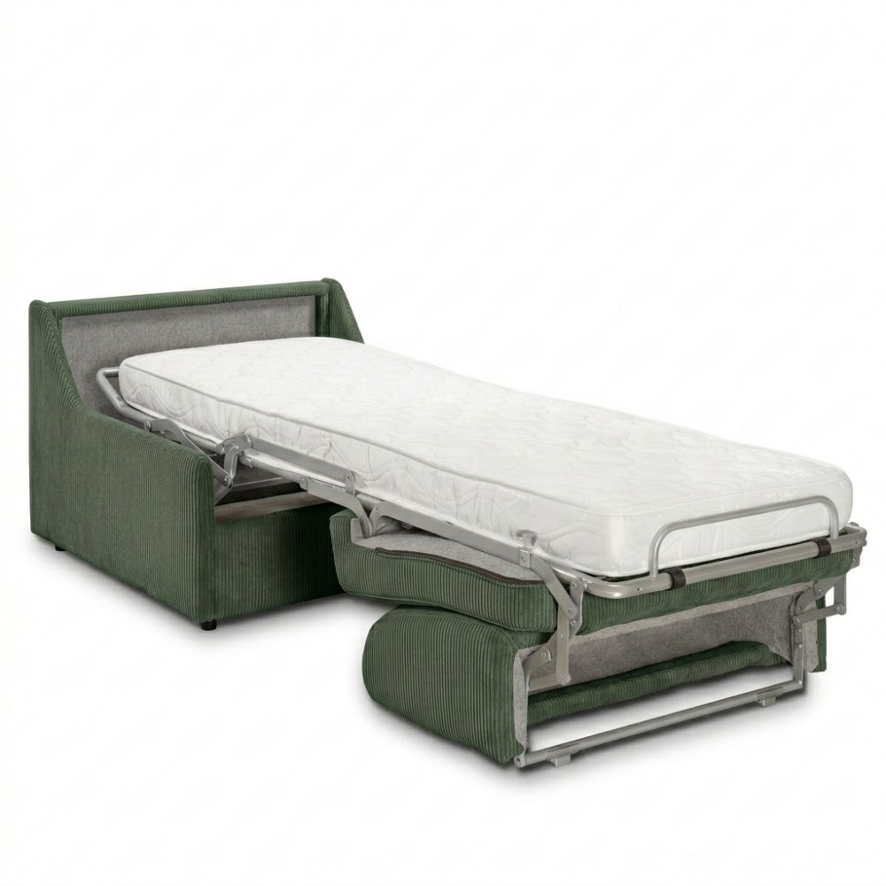 Fauteuil convertible lit RISTRETTO EXPRESS matelas 16cm velours côtelé zoom vert