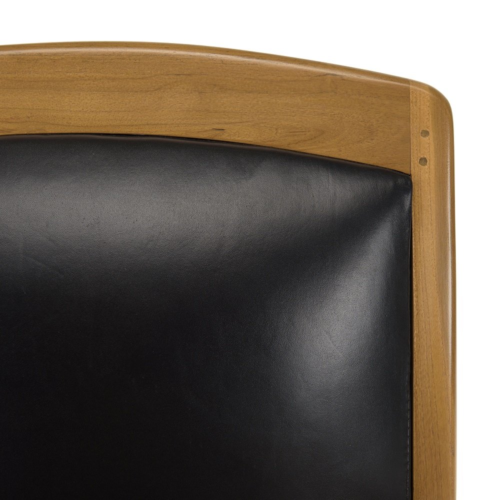 Fauteuil DAK en Cuir Noir et Teck Style Colonial