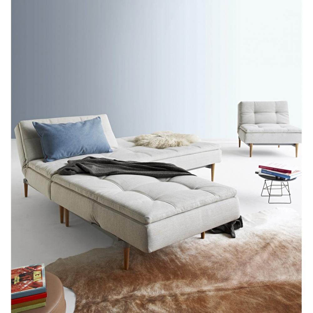 Fauteuil design DUBLEXO STYLETTO convertible lit 90*115 cm pieds chêne naturel tissu Mixed Dance Natural