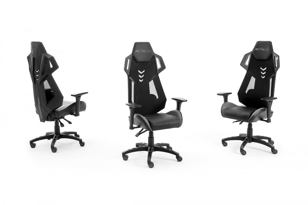 Fauteuil gaming réglable SPACE-RACER PU mesh noir et gris