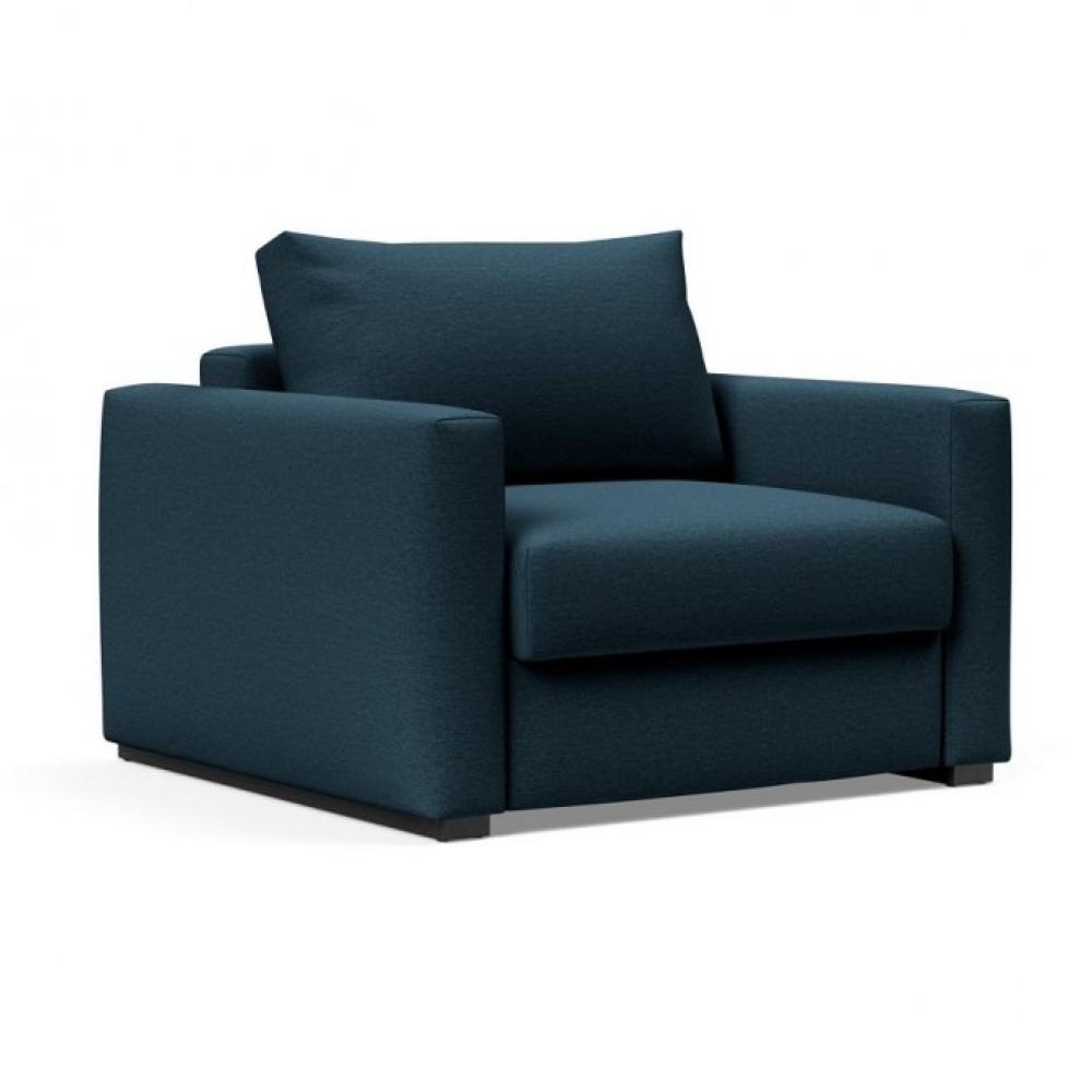 INNOVATION LIVING  Fauteuil design avec accoudoirs COSIAL Tissu Argus Navy Blue convertible lit 80*202cm