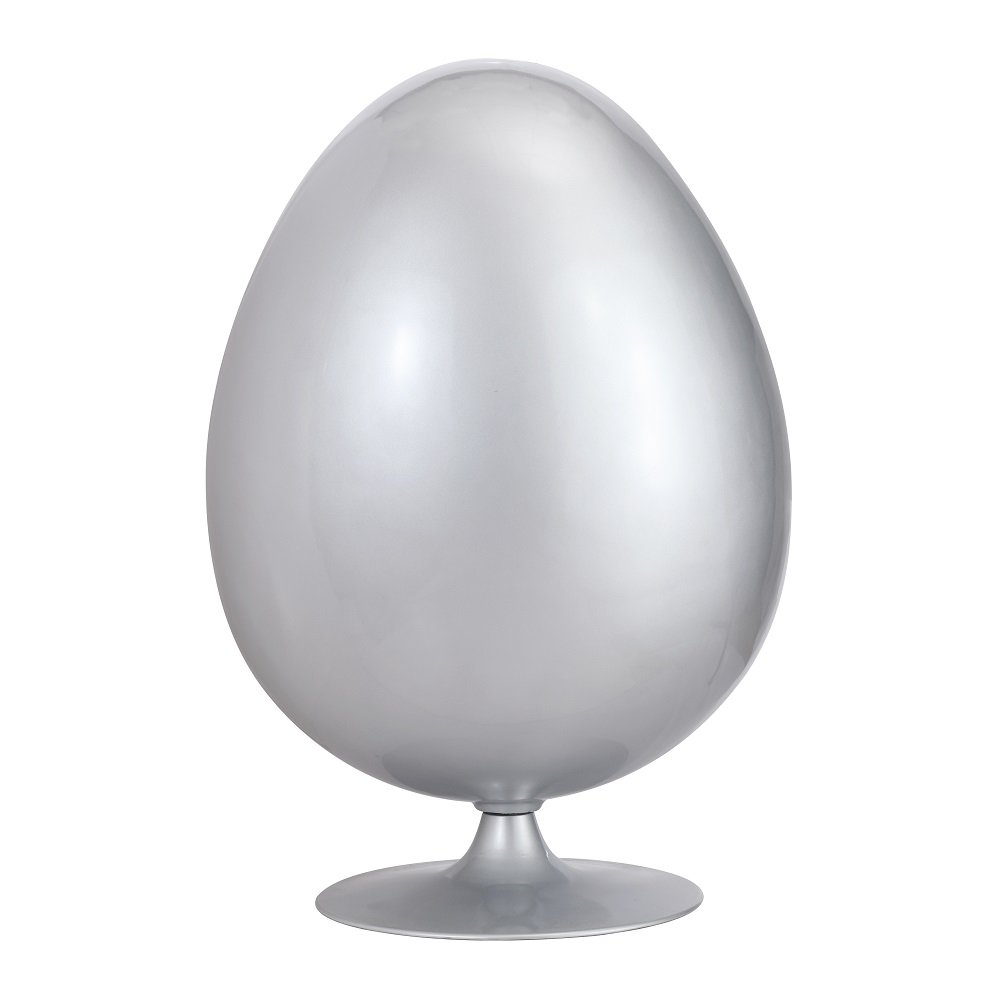 Fauteuil pivotant Oeuf, Egg chair coque gris satiné / intérieur microfibre marron vintage Design 70
