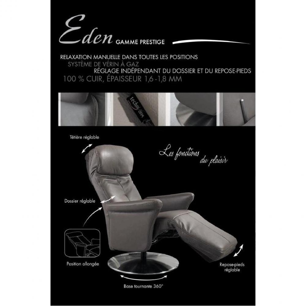 ADAM fauteuil relax, cuir vachette blanc