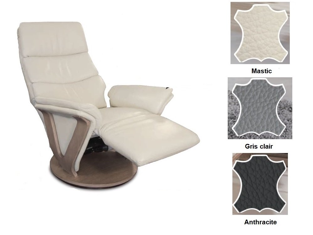 Fauteuil relax électrique FAUCON bi moteur coloris gris anthracite piètement pivotant