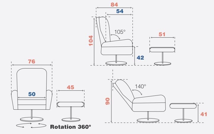 Fauteuil relax manuel suivi du dos PARADE repose pieds micro peau brun taupé