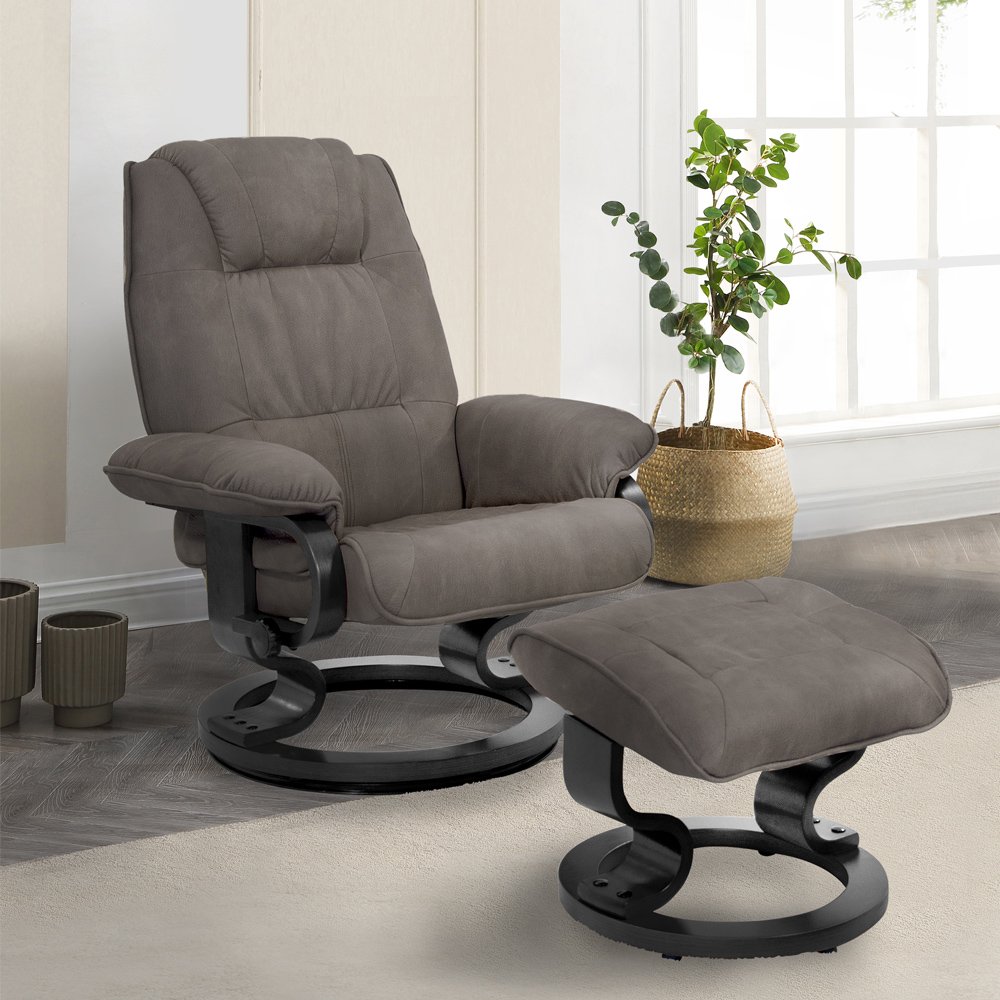 Fauteuil relax manuel suivi du dos PARADE repose pieds micro peau brun taupé