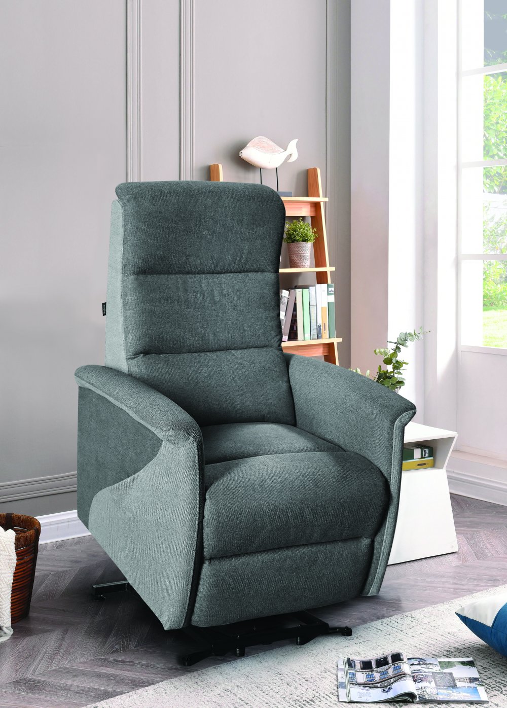 Fauteuil relax releveur électrique PERSAN Tissu Gris foncé / Gris clair