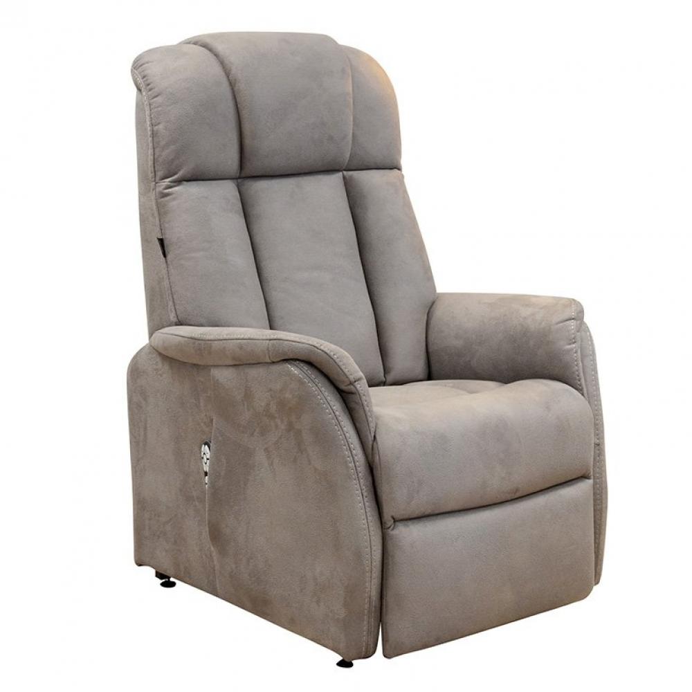 Fauteuil relax releveur PULSE bi-moteur zéro gravité microfibre vintage gris taupe