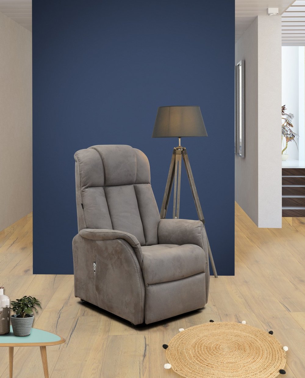 Fauteuil relax releveur PULSE bi-moteur zéro gravité microfibre vintage gris taupe
