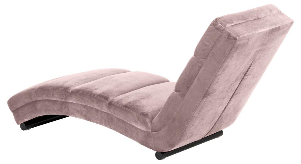 Fauteuil relax chaise longue STAR velours rose poudré piétement noir brillant
