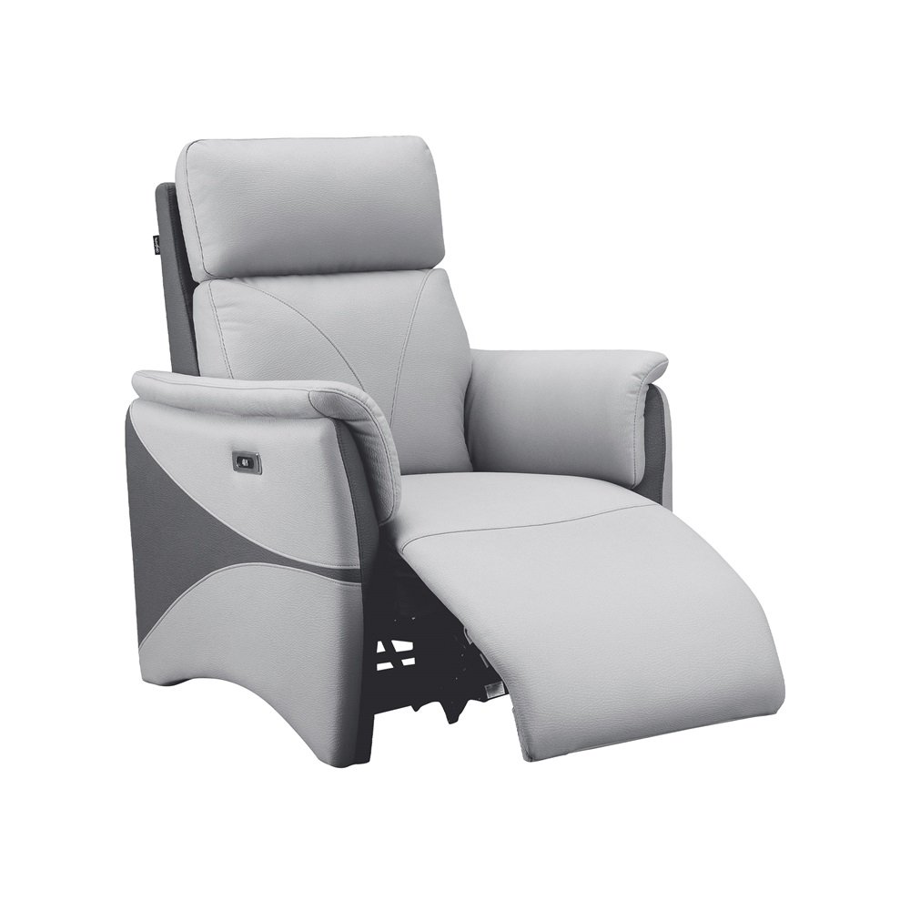 Fauteuil relax électrique STELLAR micro peau gris clair & gris foncé