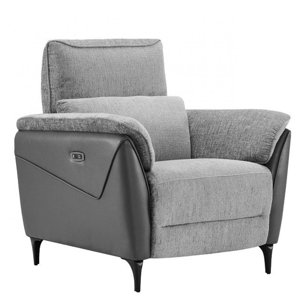 Fauteuil relaxation électrique ORNATA tissu chenillé gris anthracite