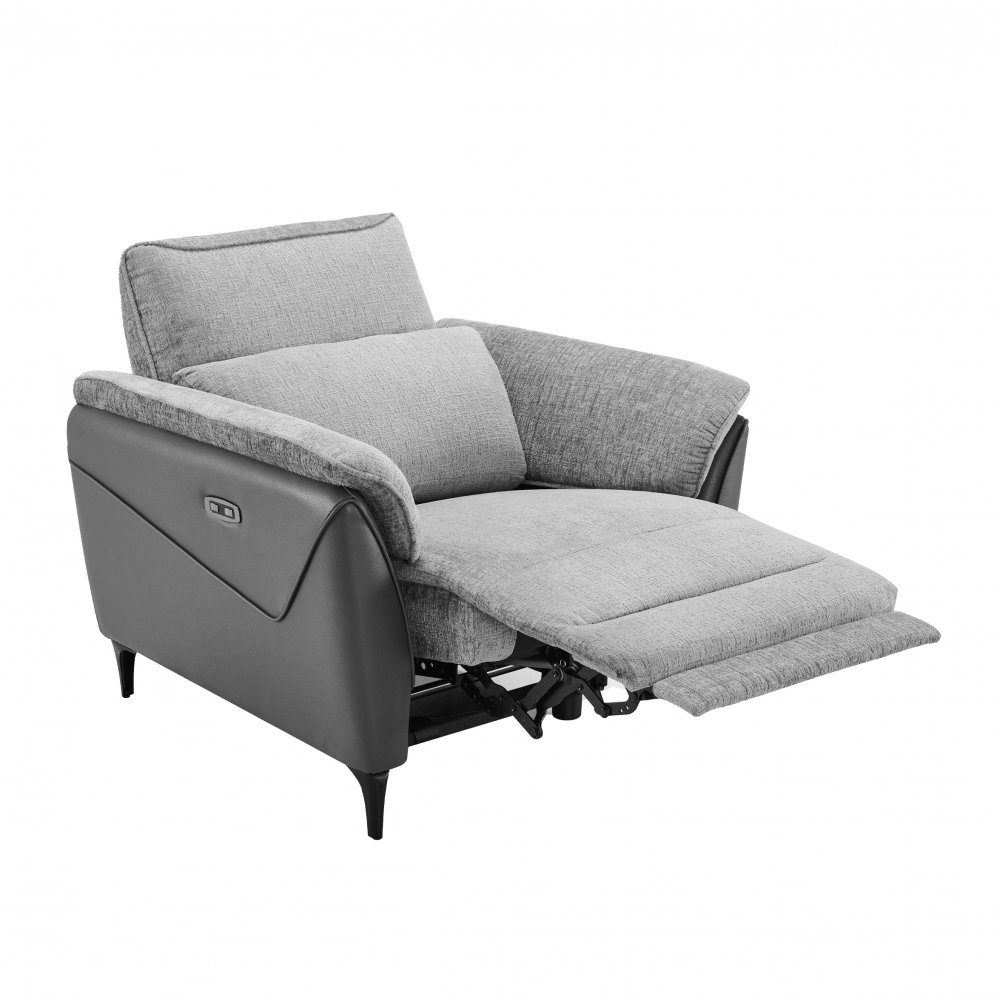 Fauteuil relaxation électrique ORNATA tissu chenillé gris anthracite