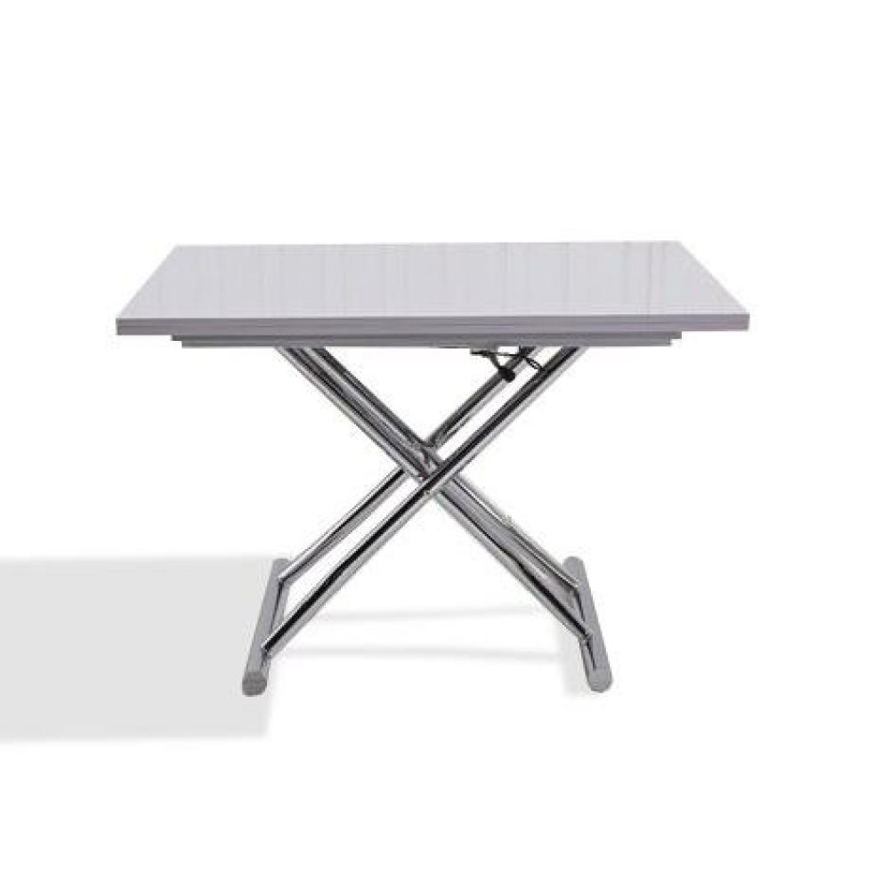 Table basse relevable extensible HIGH and LOW blanc brillant. Petite taille compacte.