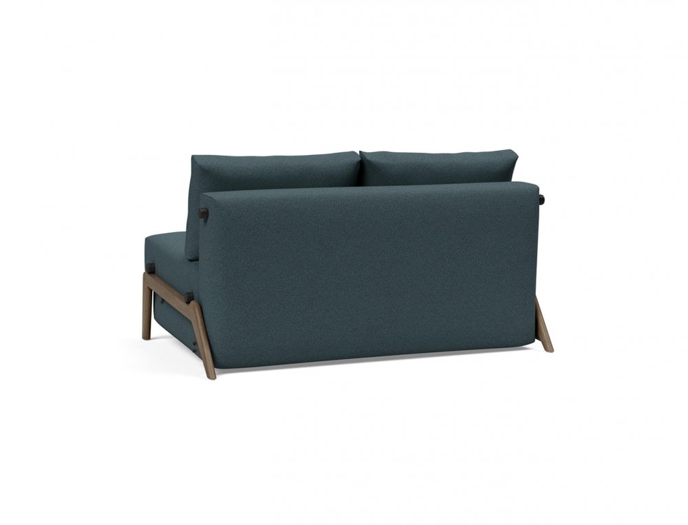 Canapé convertible lit 140 cm ILB 500 chêne fumé tissu Mahoga Dark Blue