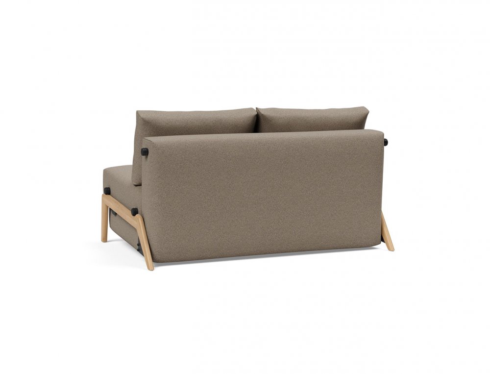 Canapé convertible lit 140 cm ILB 500 chêne laqué tissu Mahoga Caramel Grey