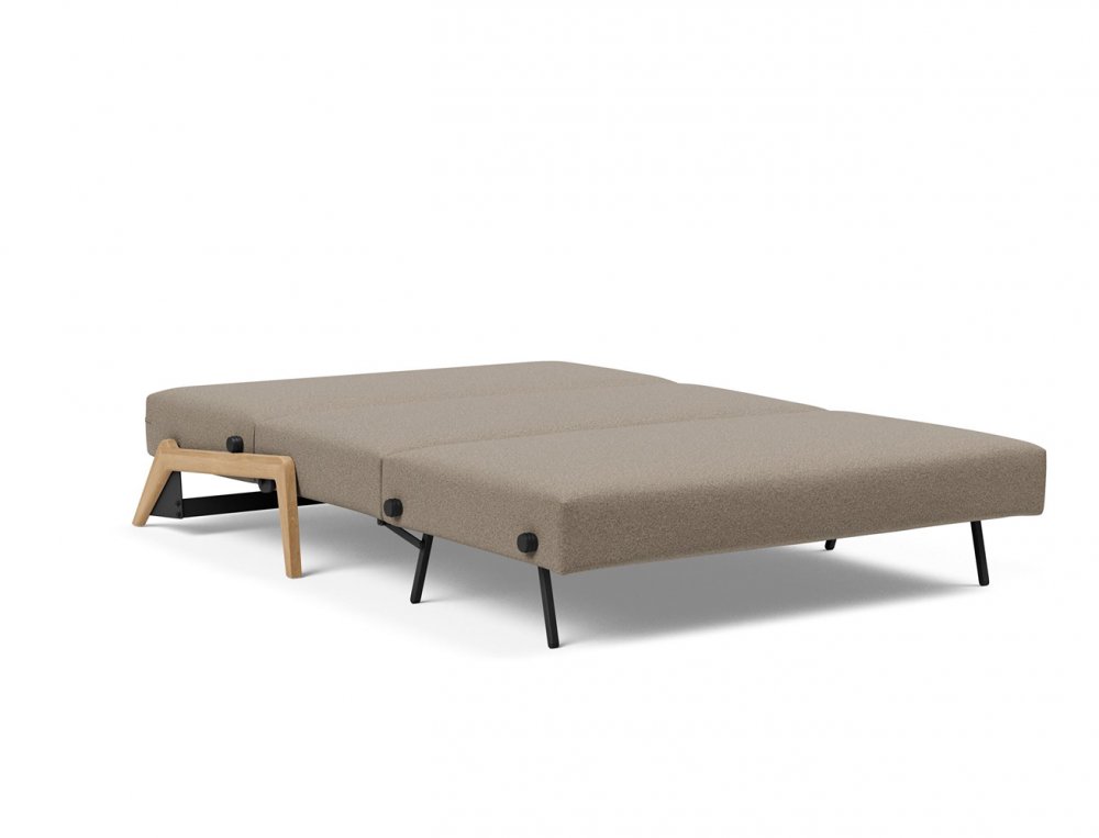 Canapé convertible lit 140 cm ILB 500 chêne laqué tissu Mahoga Caramel Grey