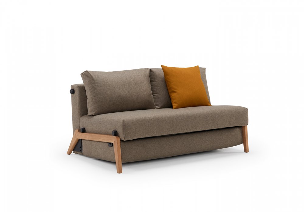 Canapé convertible lit 140 cm ILB 500 chêne laqué tissu Mahoga Caramel Grey