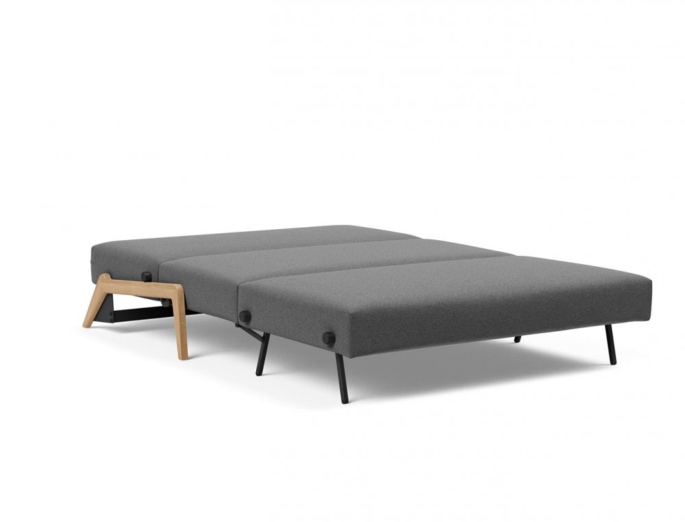 Canapé convertible lit 140 cm ILB 500 chêne laqué tissu Mahoga Seal Grey