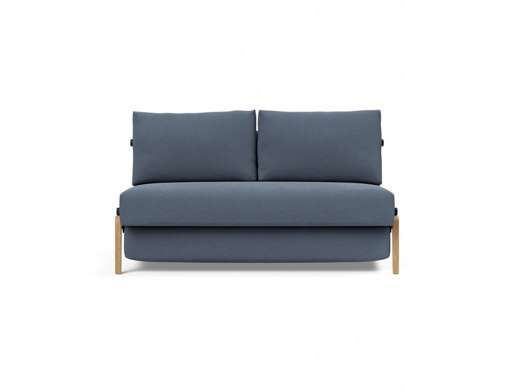 Canapé convertible lit 140 cm ILB 500 chêne laqué tissu Yogia Oceane Blue