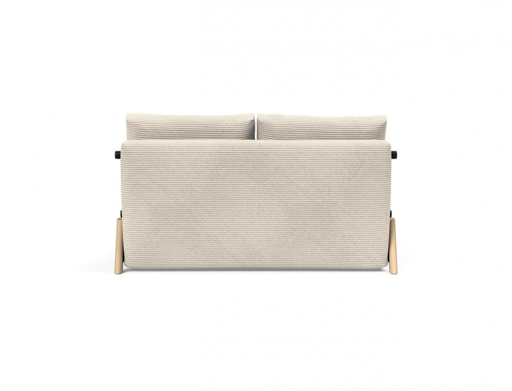 Canapé convertible  CUBED  SIGNY chêne blanc couchage 140 cm Velours Côtelé Ivoire