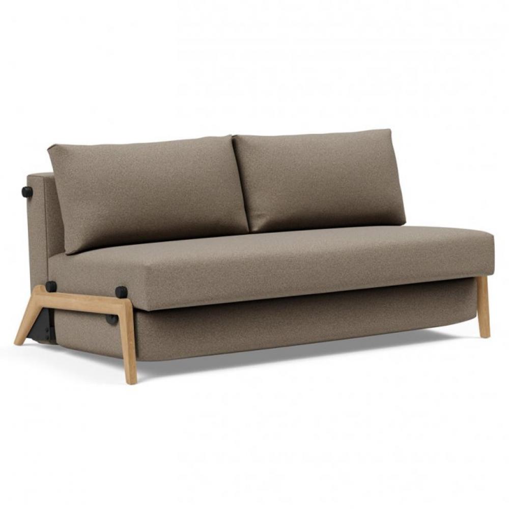 Canapé convertible lit 160 cm ILB 500 chêne laqué tissu Mahoga Caramel Grey