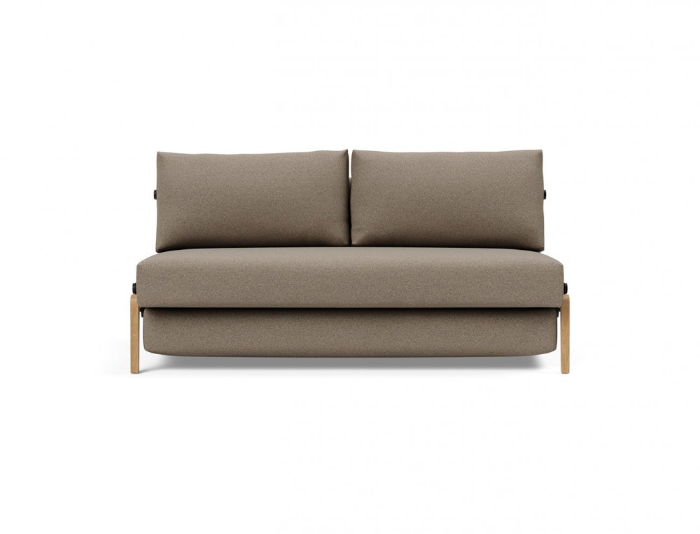 Canapé convertible lit 160 cm ILB 500 chêne laqué tissu Mahoga Caramel Grey