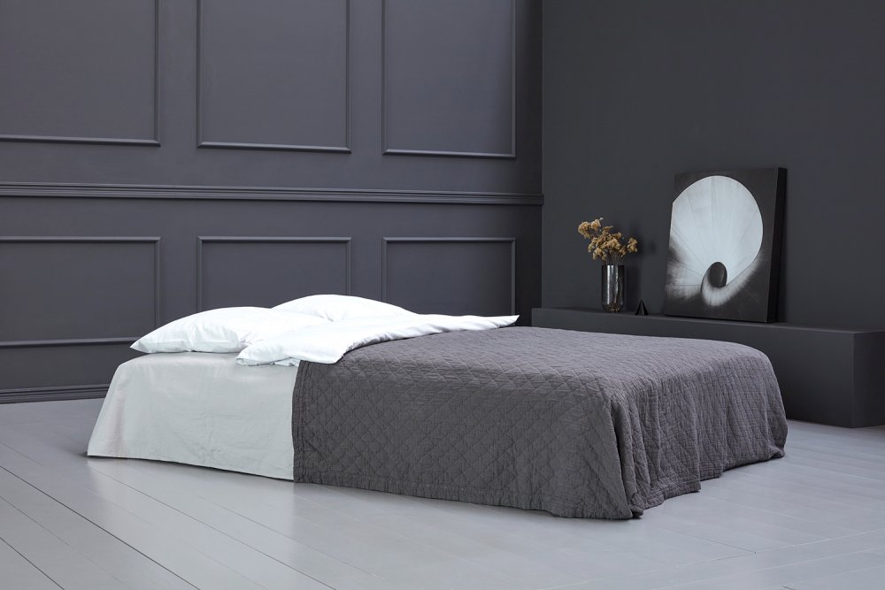 Canapé convertible lit 160 cm ILB 500 chêne laqué tissu Mahoga Caramel Grey