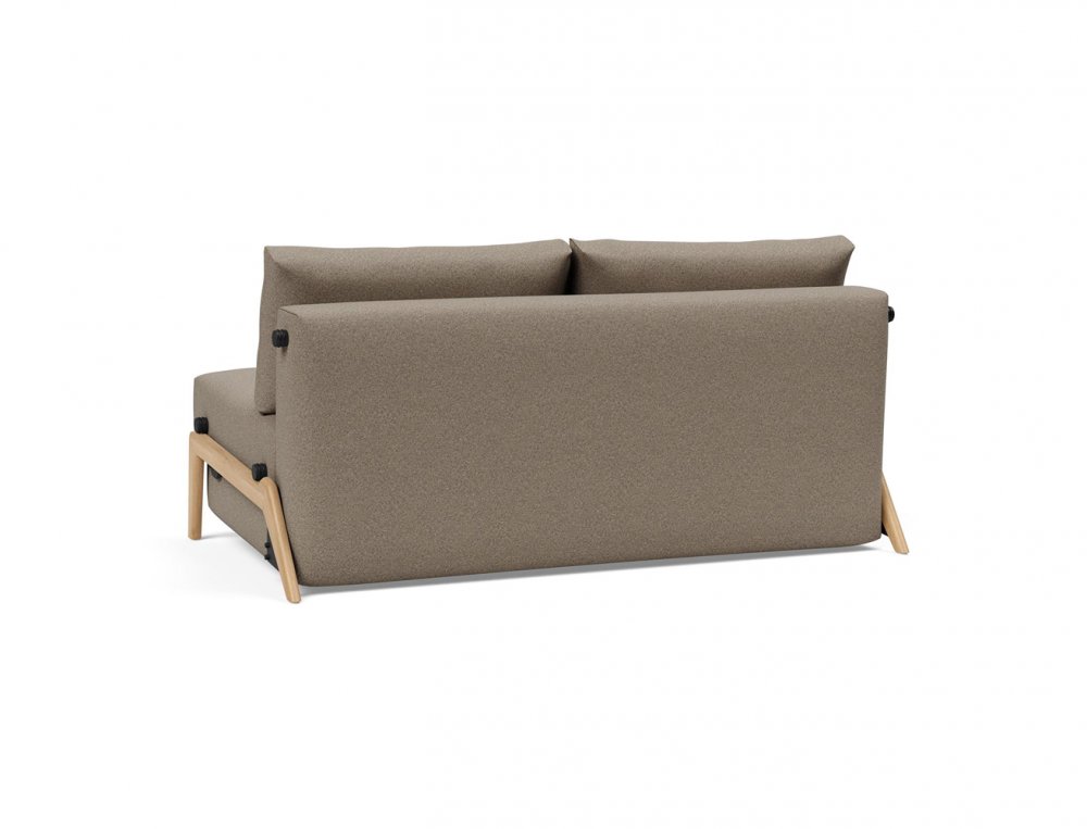 Canapé convertible lit 160 cm ILB 500 chêne laqué tissu Mahoga Caramel Grey