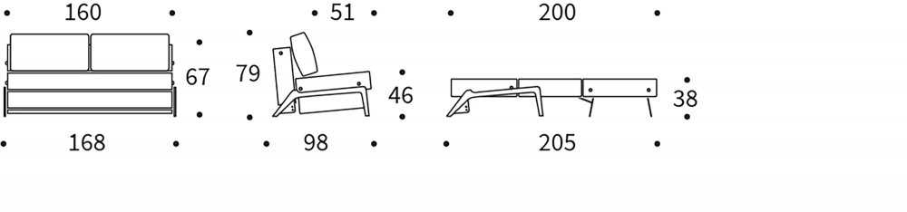 Canapé convertible lit 160 cm ILB 500 chêne laqué tissu Mahoga Dark Blue