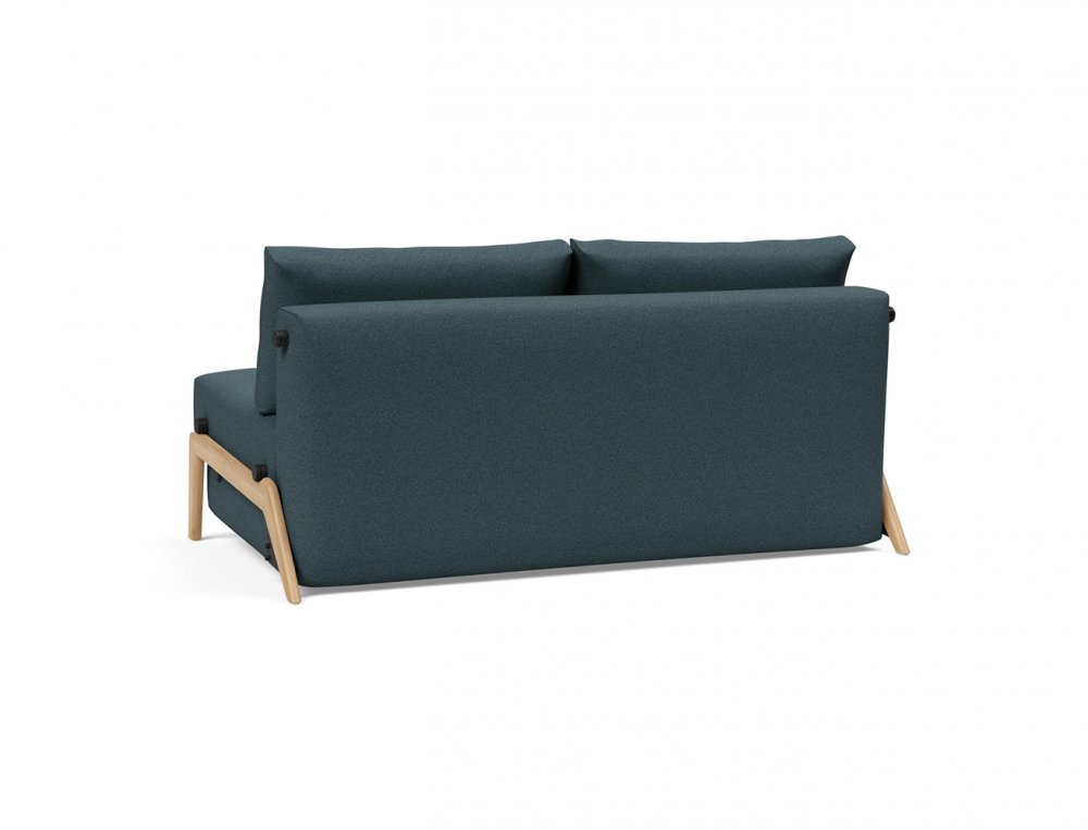 Canapé convertible lit 160 cm ILB 500 chêne laqué tissu Mahoga Dark Blue