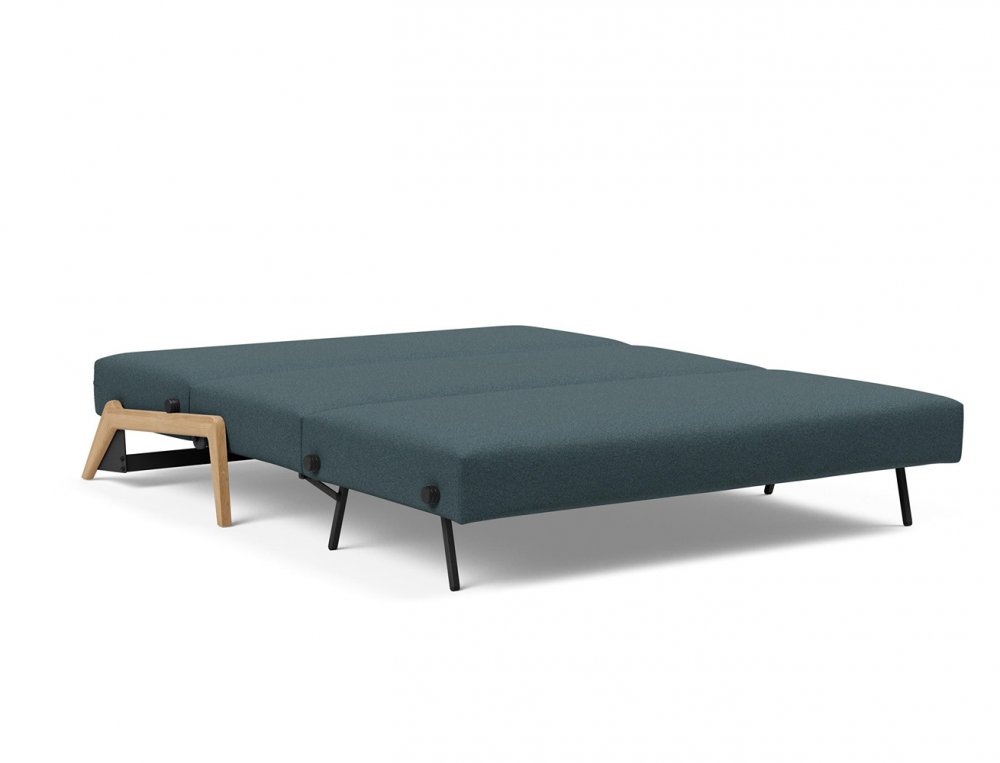 Canapé convertible lit 160 cm ILB 500 chêne laqué tissu Mahoga Dark Blue