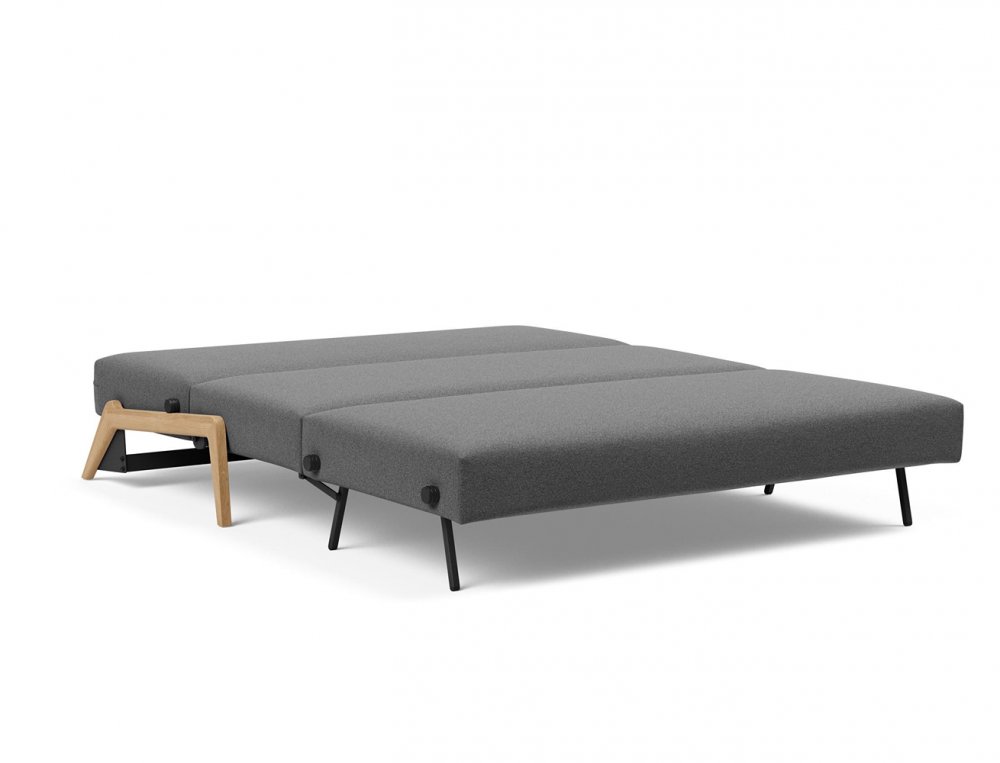 Canapé convertible lit 160 cm ILB 500 chêne laqué tissu Mahoga Seal Grey