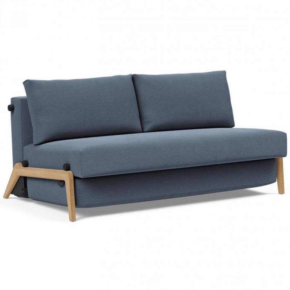 Canapé convertible lit 160 cm ILB 500 chêne laqué tissu Yogia Oceane Blue
