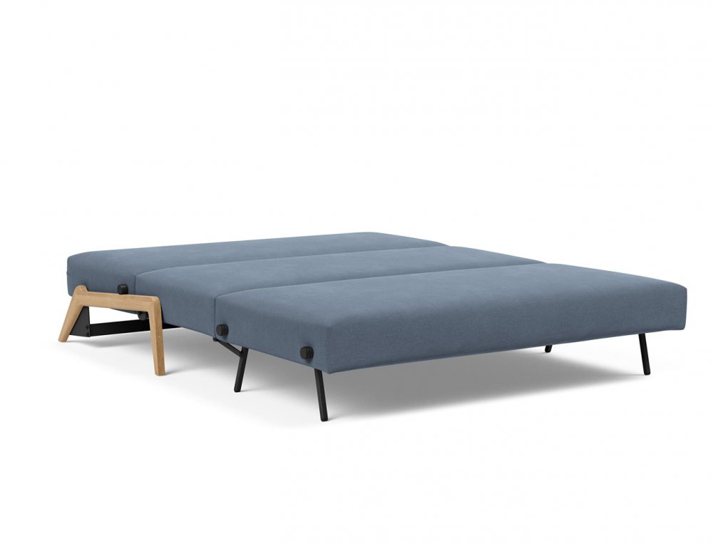 Canapé convertible lit 160 cm ILB 500 chêne laqué tissu Yogia Oceane Blue